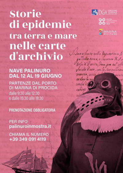 cover "Storie di epidemie tra terra e mare nelle carte d'archivio", a Procida 2022 la mostra documentaria a bordo di Nave Palinuro